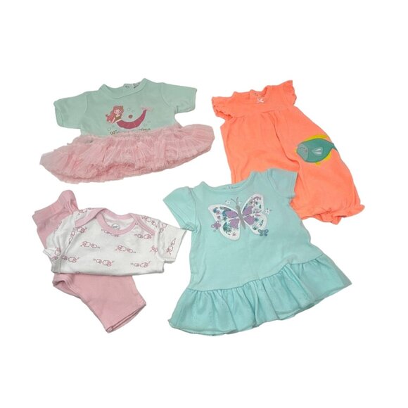 Baby Girl's - 2 Dresses, 1 Bubble Body‎ Suit, 1 Leggings & Body Suit, Size 6-9 M - Picture 1 of 14